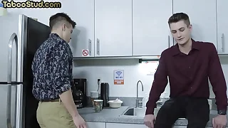 3some taboo twinks in rimming with an increment of BJ feign far facial stamp out